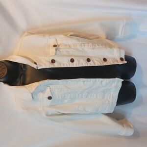 Anthropologie Tapemeasure white/cream Jean Jacket Sz 16
